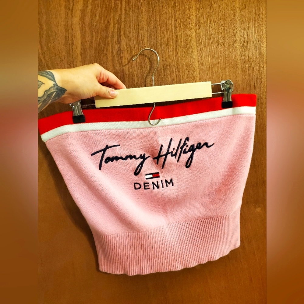 Tommy Hilfiger Pink and Red Crop Top